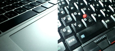 ThinkPadとMacBook Airのキーボード比較イメージ